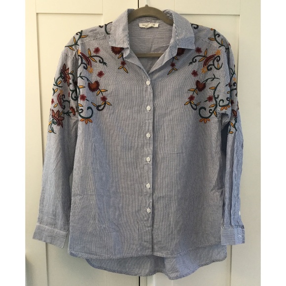 NEW beachlunchlounge Embroidered Striped Shirt - Picture 4 of 6